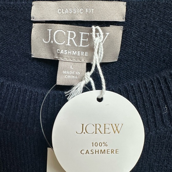 NWT J.Crew Classic Cashmere Navy Blue Sweater - Picture 6 of 6